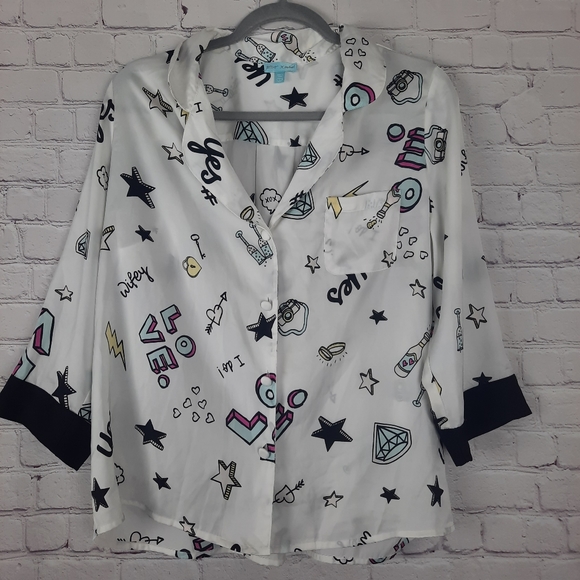 Betsey Johnson Button Down Satin Sleepwear Pajama - Picture 6 of 10